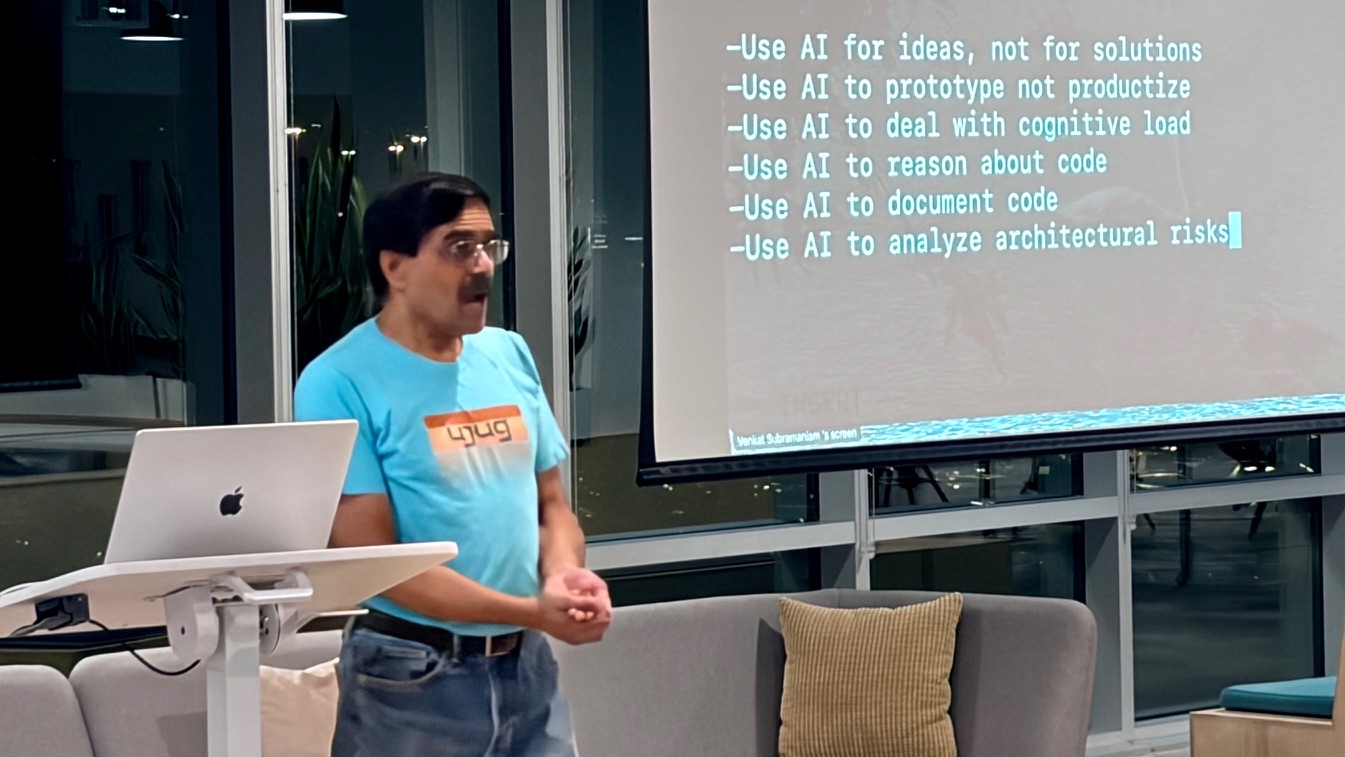 Speaker presenting on AI